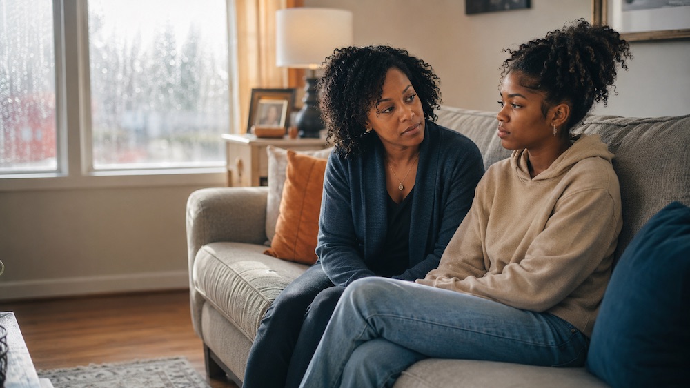 A mother and daughter spending time together at home